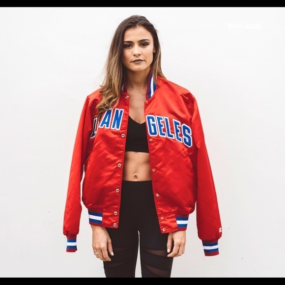 VINTAGE satin Starter jacket szM/L NBA LA Clippers varsity coat rare 90s 80s vtg - Picture 14 of 16